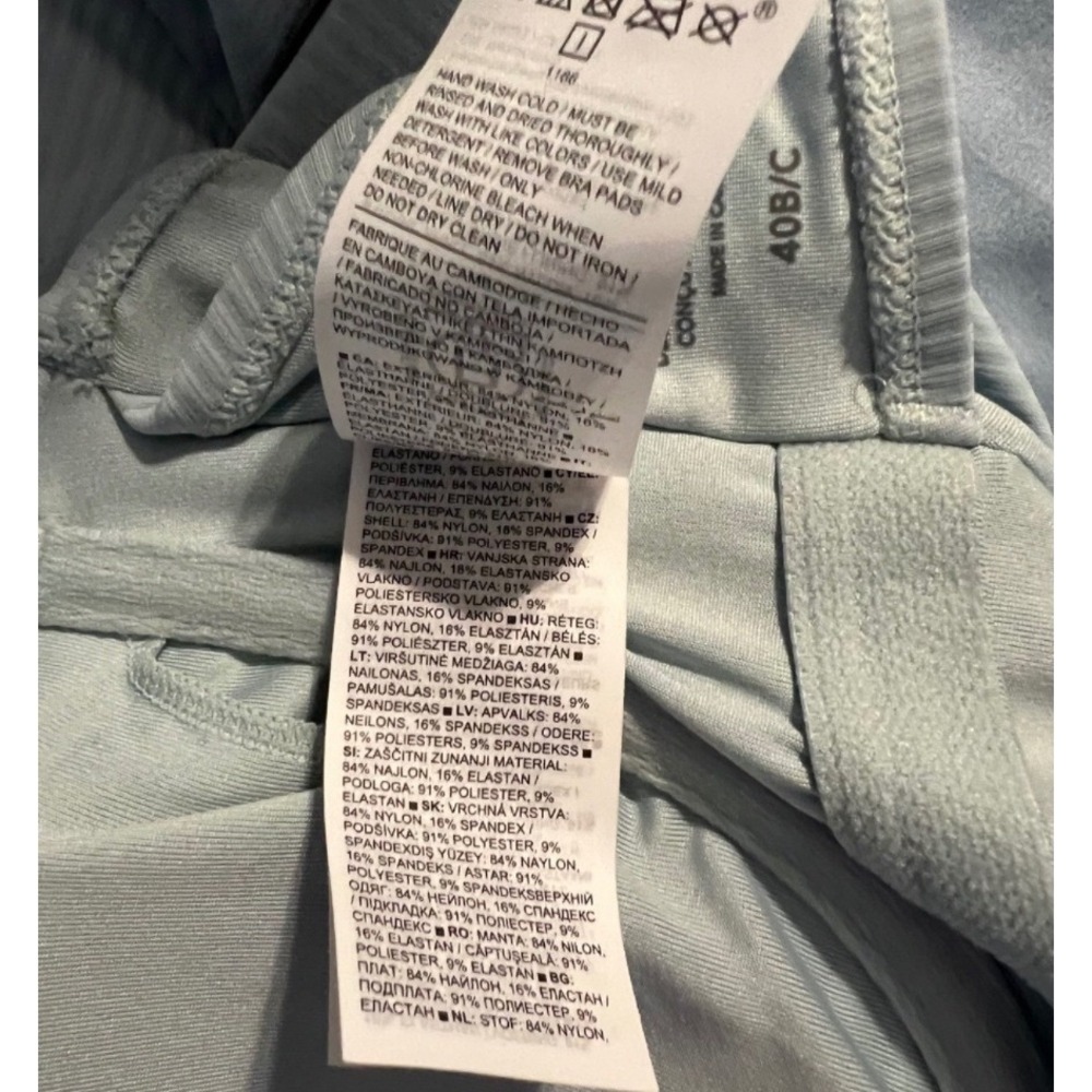 Athleta Ribbed Athletic Tank Top 40B/C Light Blue w/ Built-In Bra - Picture 5 of 5